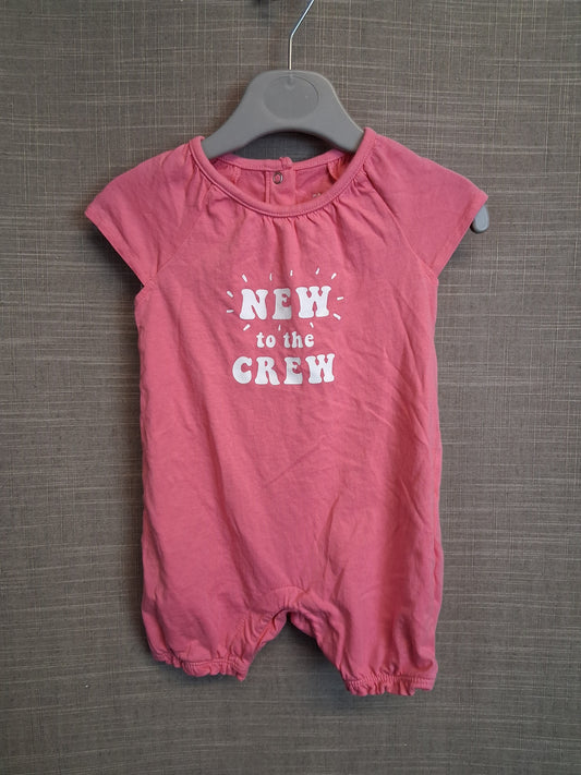 F&F Girls Pink Romper Sleepsuit Age 6-9 Months