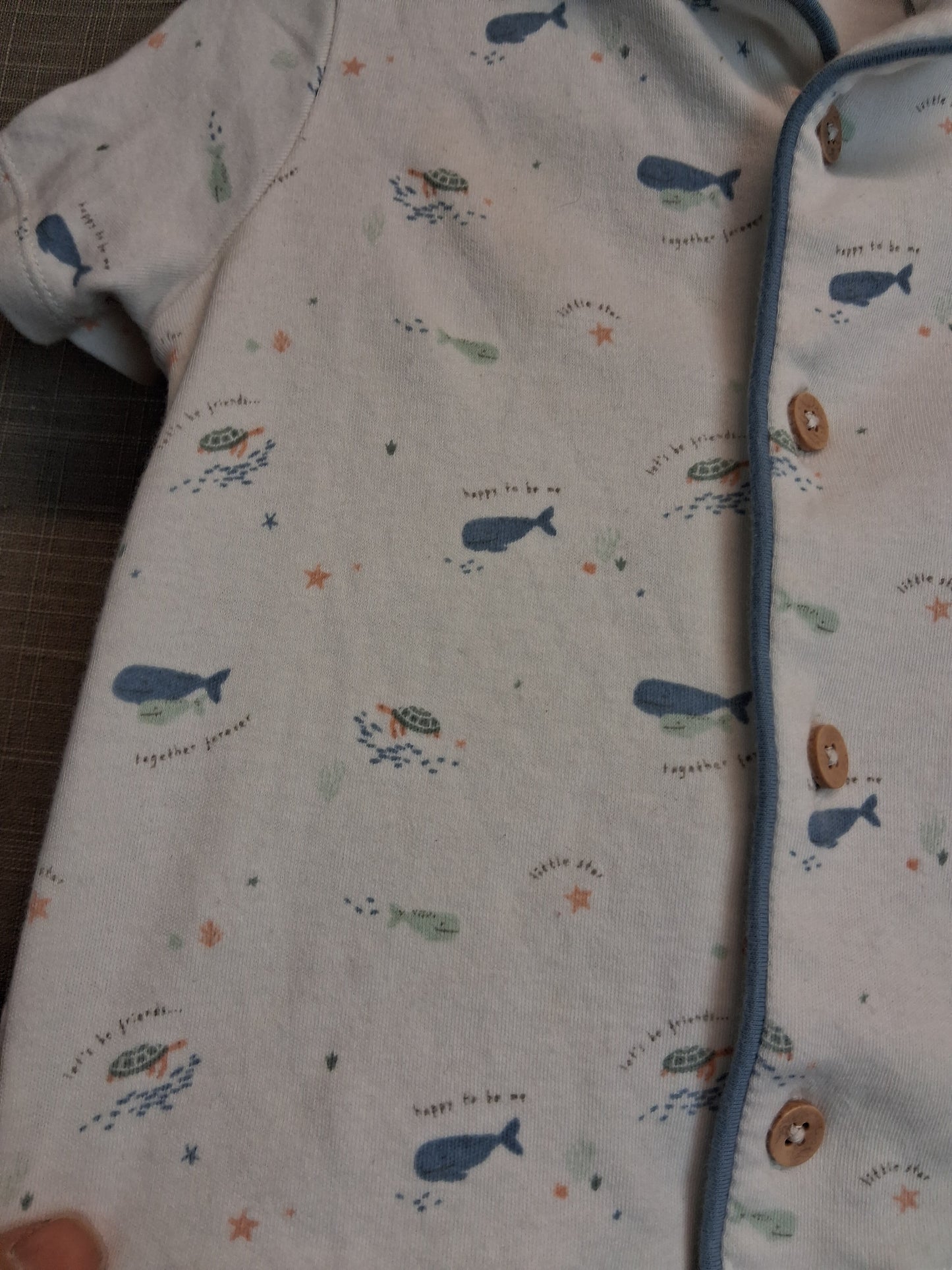 F&F Boy Pyjamas PJs 2 Piece Short Set Age 6-9 Months Sealife Print