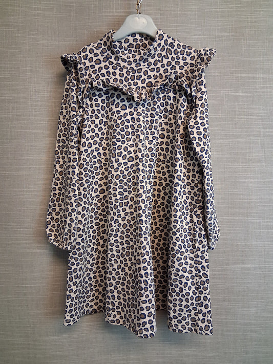 Mini Boden Girls A Line Jersey Long Sleeve Dress Animal Print Age 7-8 Years