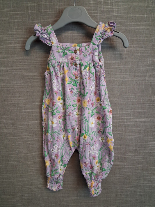 Next Girls Lilac Floral Jersey Sleeveless Romper Age 3-6 Months