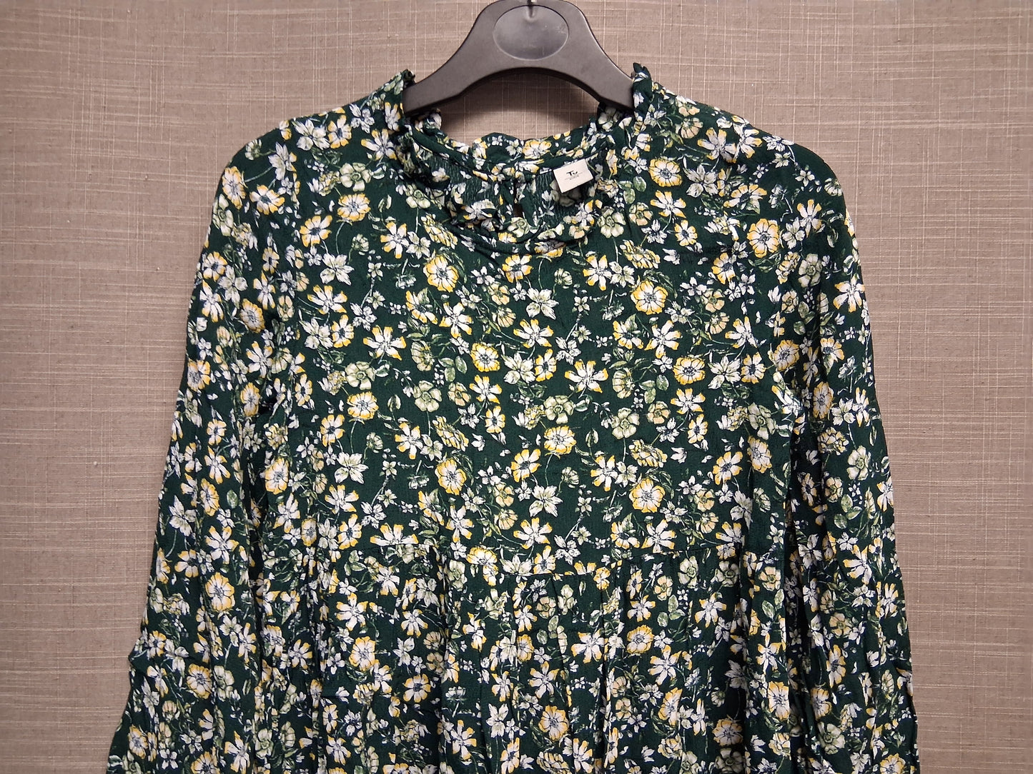 TU Girls Green Floral Long Sleeve A Line High Neck Dress Age 10 Years