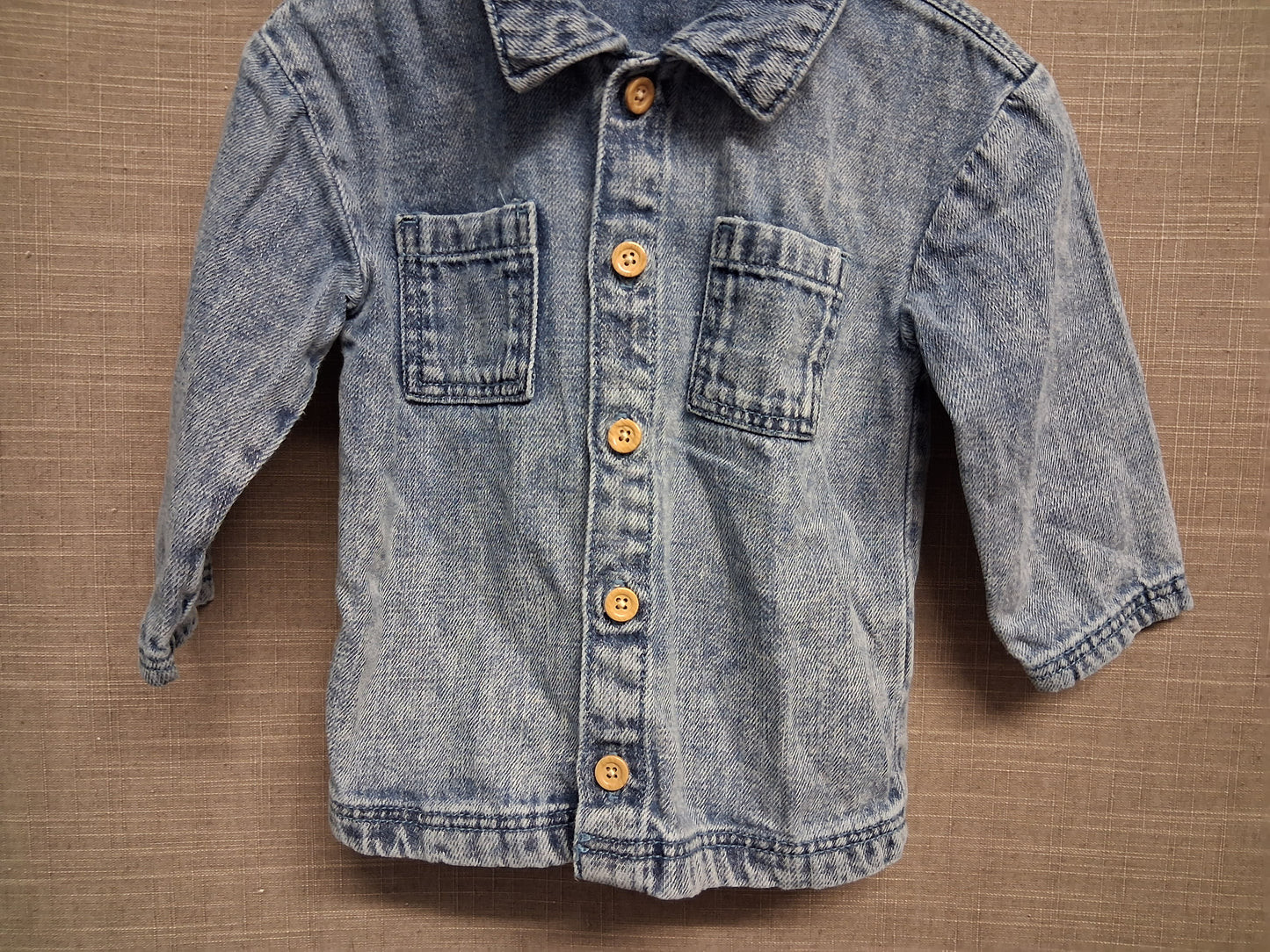 F&F Boys Blue Denim Shirt Long Sleeve Age 12-18 Months