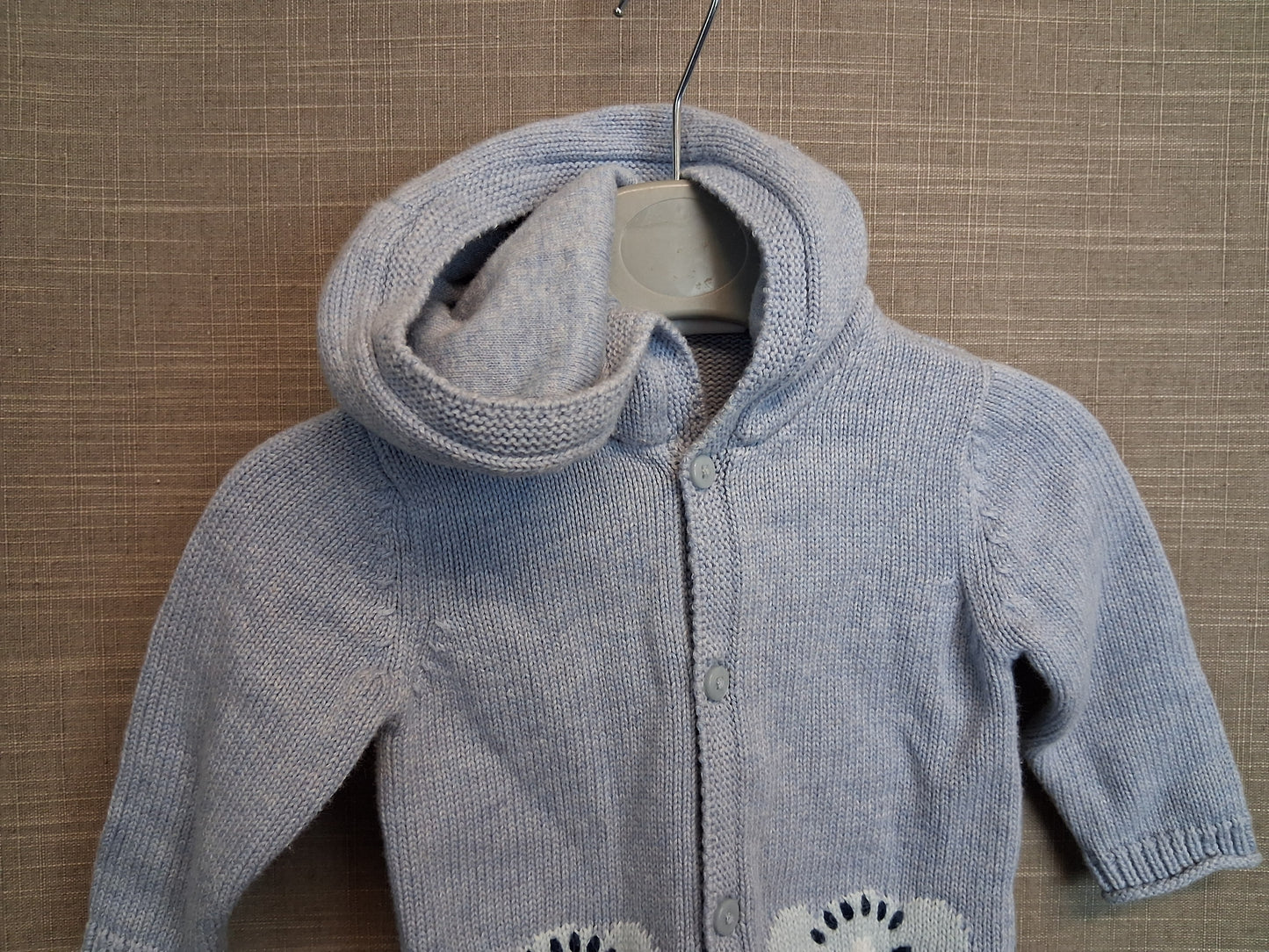 Next Boys Blue Knitted Cardigan With Hood Age 0-3 Months