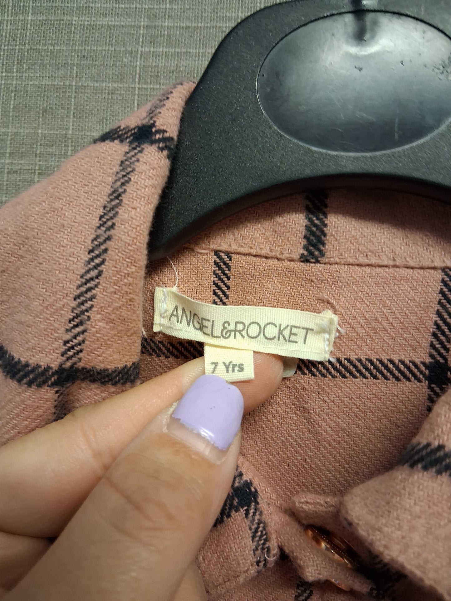 Angel & Rocket Girls Dusky Pink Check Shacket Shirt Dress Age 7 Years