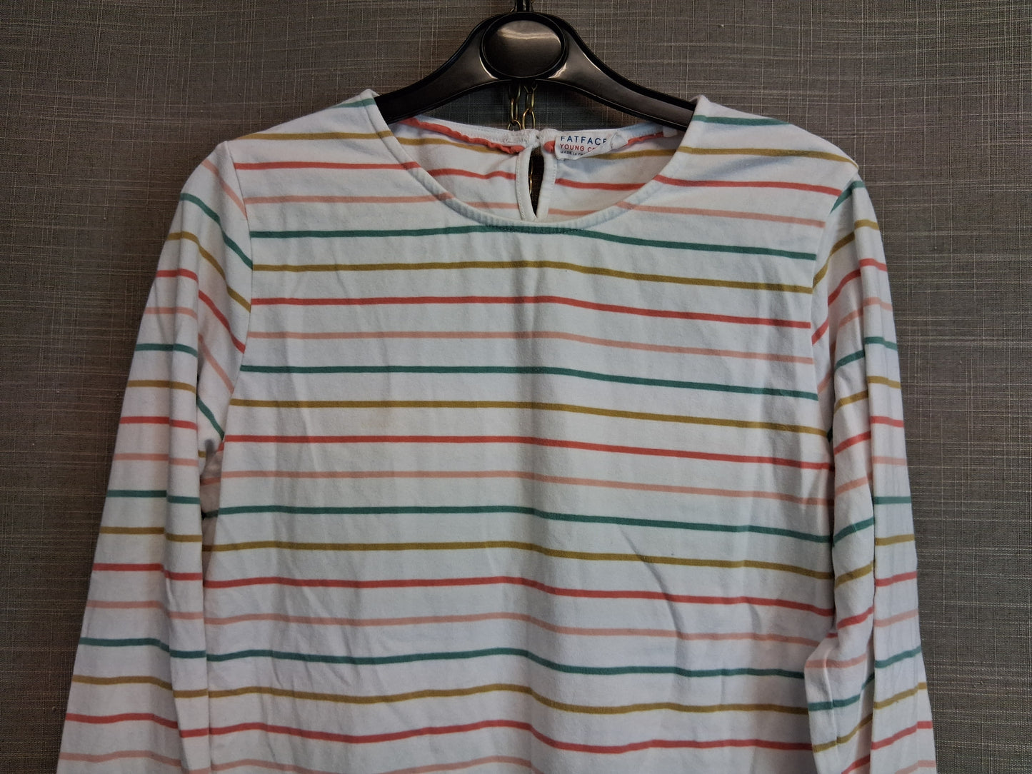 FatFace Girls Long Sleeve Jersey T-Shirt Age 12-13 Years White Stripe