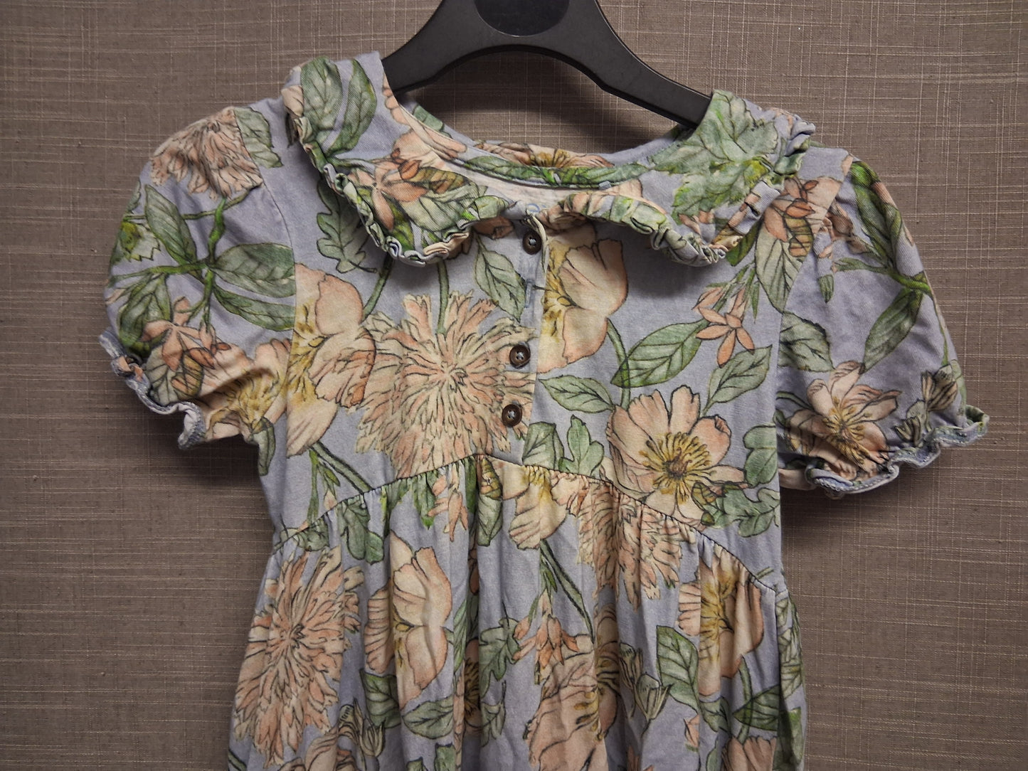 Next Girls Blue Floral Short Sleeve Jersey Dress Age 6-7 Years