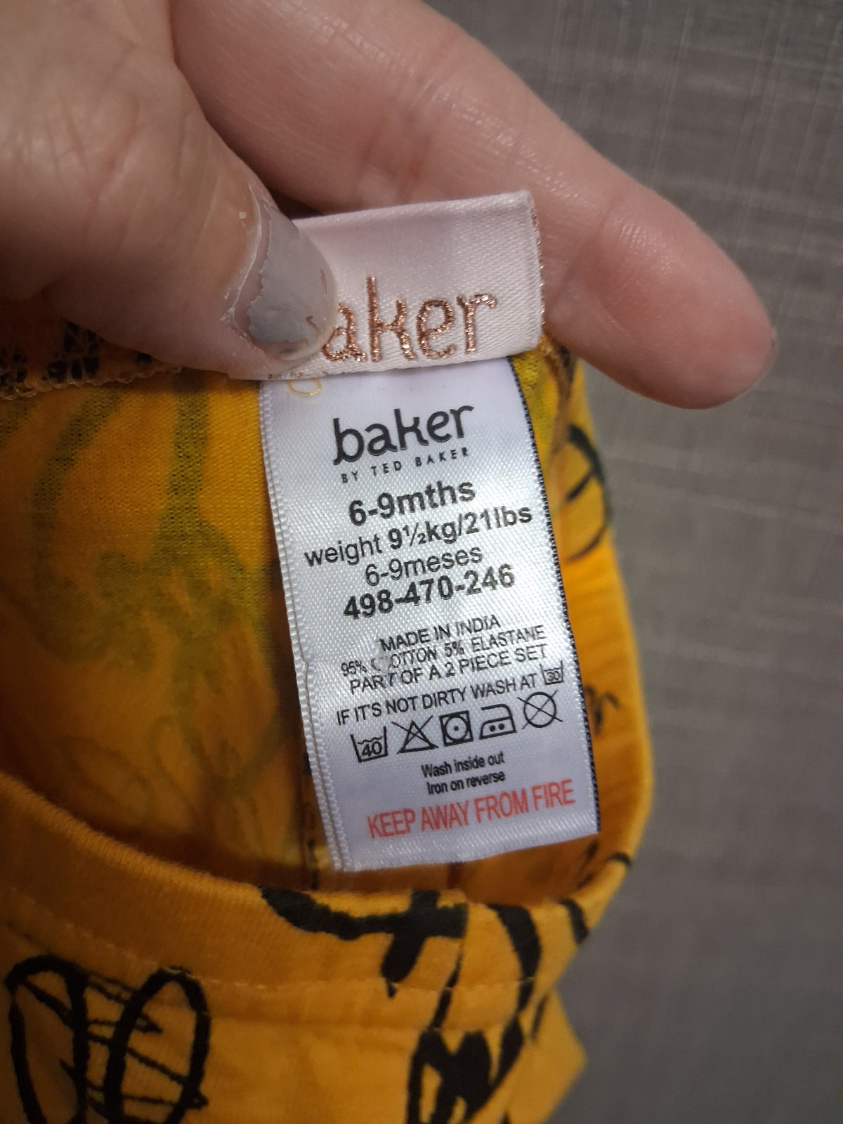 Ted Baker Boys Yellow Leggings Joggers Age 6-9 Months