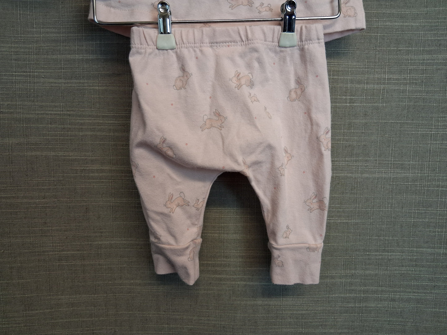 Next Girl 2 Piece Outfit Jersey Pink Bunny Print Age Newborn