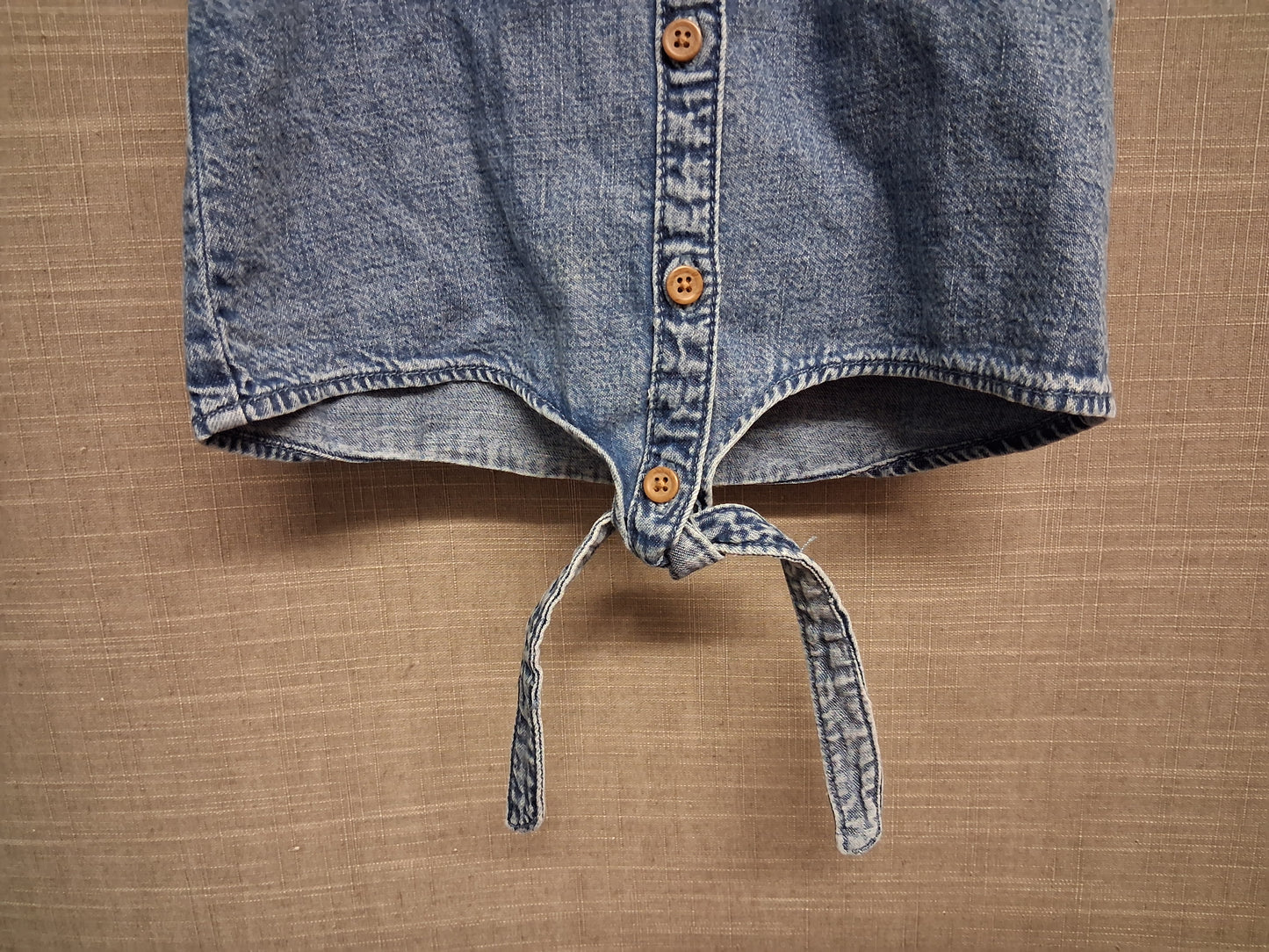 Next Girls Denim Sleeveless Blouse Ruffle Collar Tie Front Age 3 Years