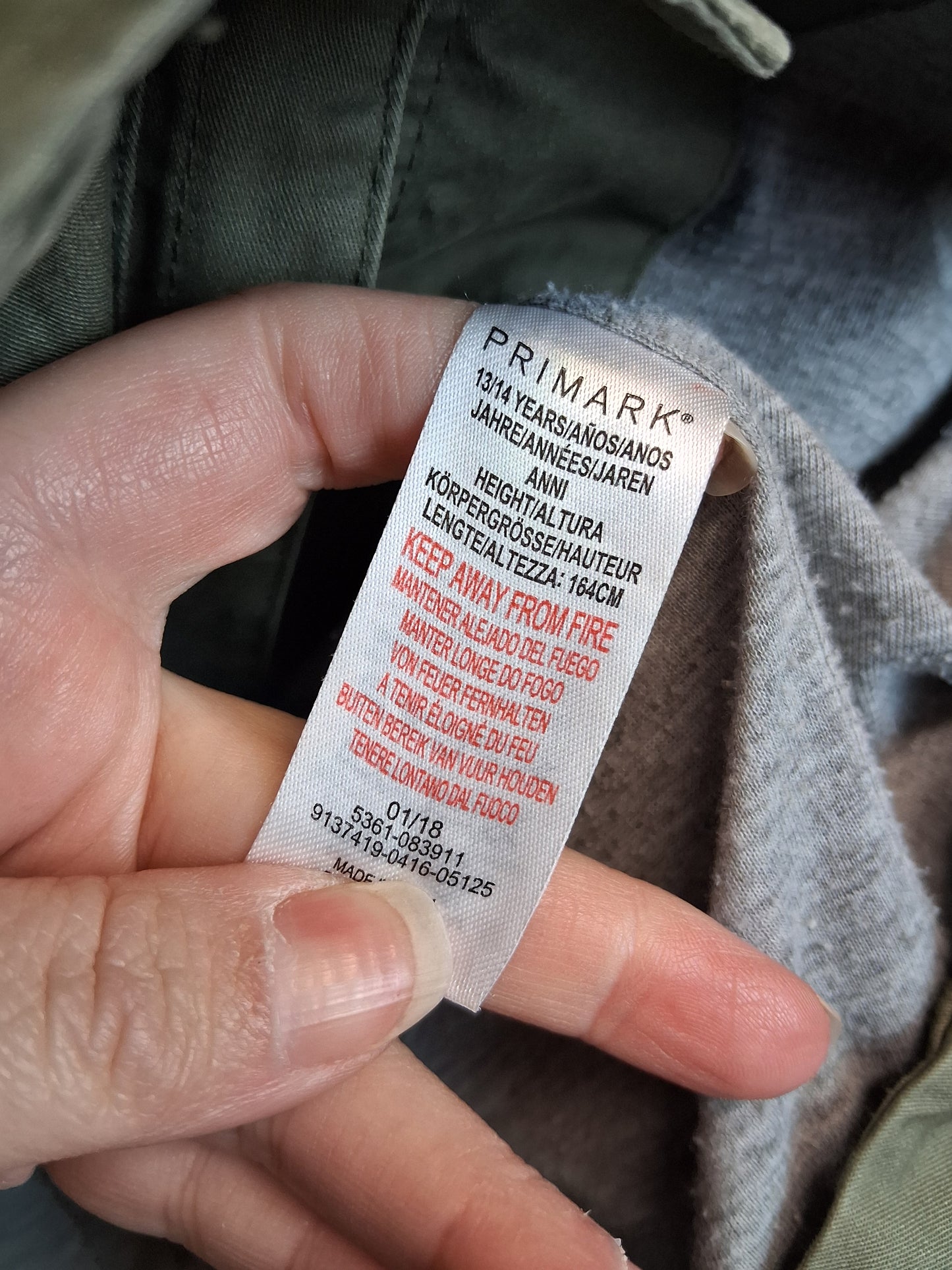 Primark Girls Khaki Parka Style Coat Jacket Age 13-14 Years