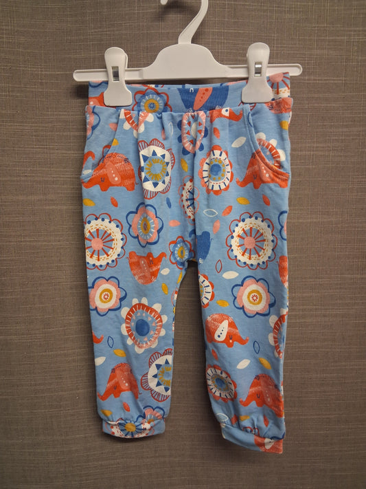 Nutmeg Joggers Girls Blue Floral Print Jersey Age 12-18 Months