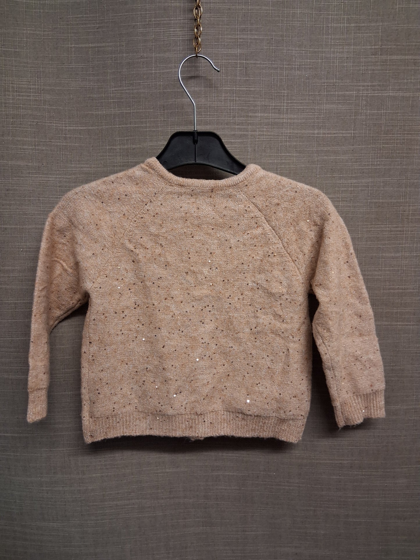 Nutmeg Girls Peach Beige Sequin Trim Knitted Cardigan Lightweight Age 3-4 Years