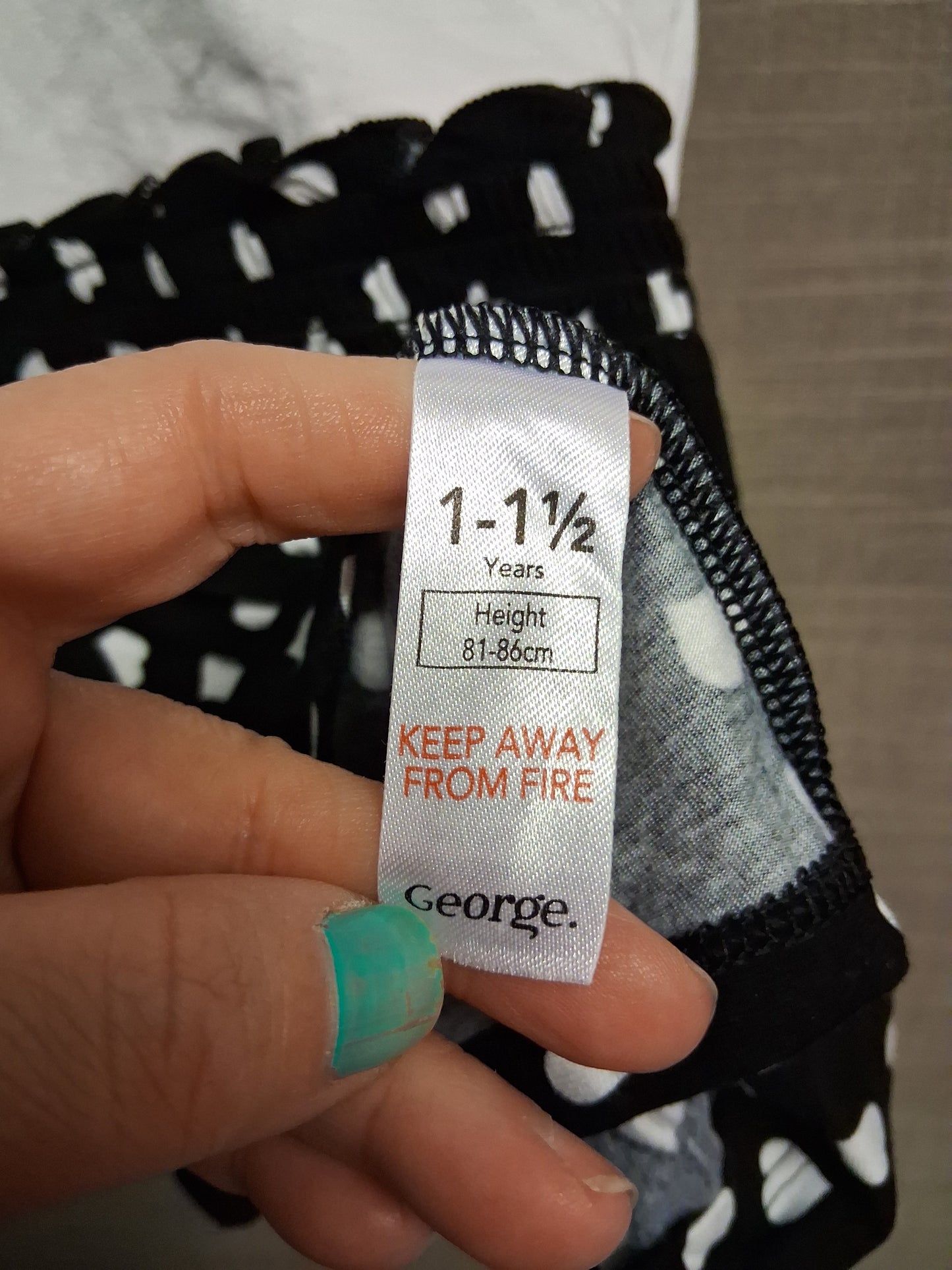 George Black White Spotty T-Shirt Bow Detail Dress Age 12-18 Months