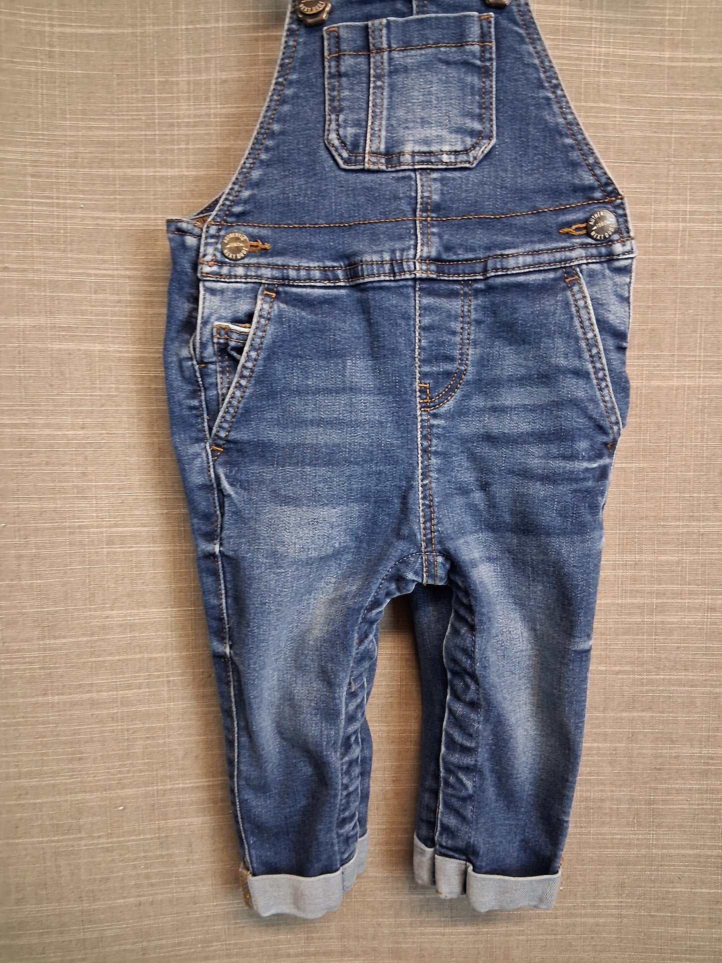 Next Boys Blue Denim Dungarees Age 9-12 Months