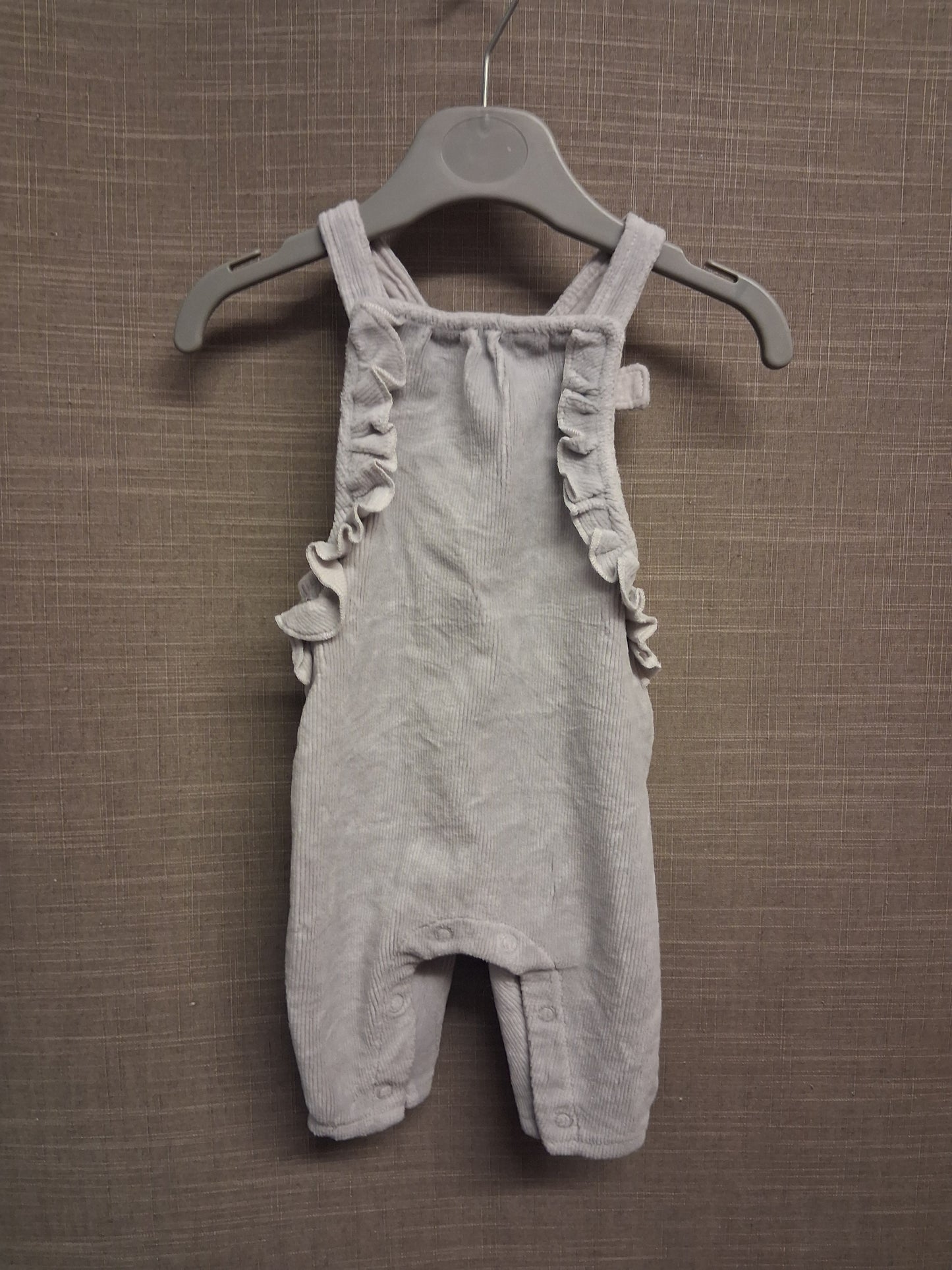 Next Girls Soft Grey Velour Dungarees Age 0-3 Months