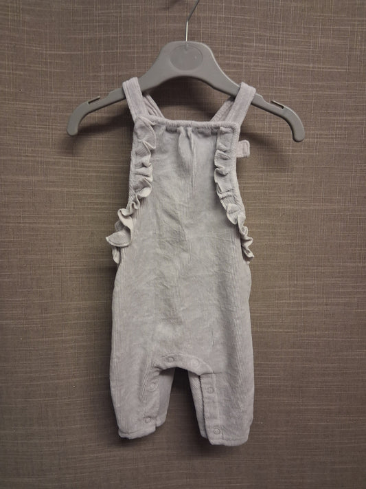 Next Girls Soft Grey Velour Dungarees Age 0-3 Months