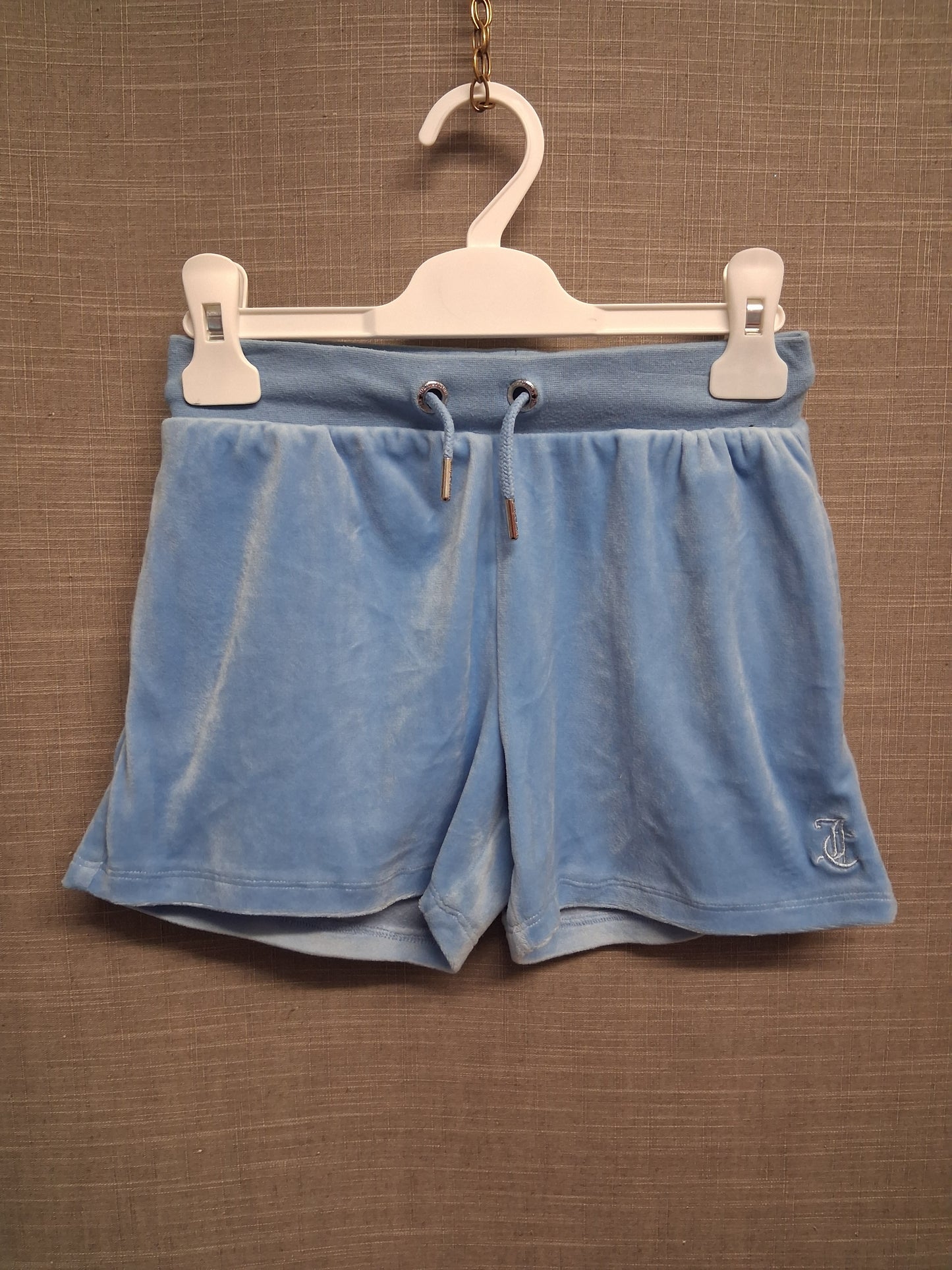 Juicy Couture Girls Powder Blue Velour Shorts Age 9-10 Years