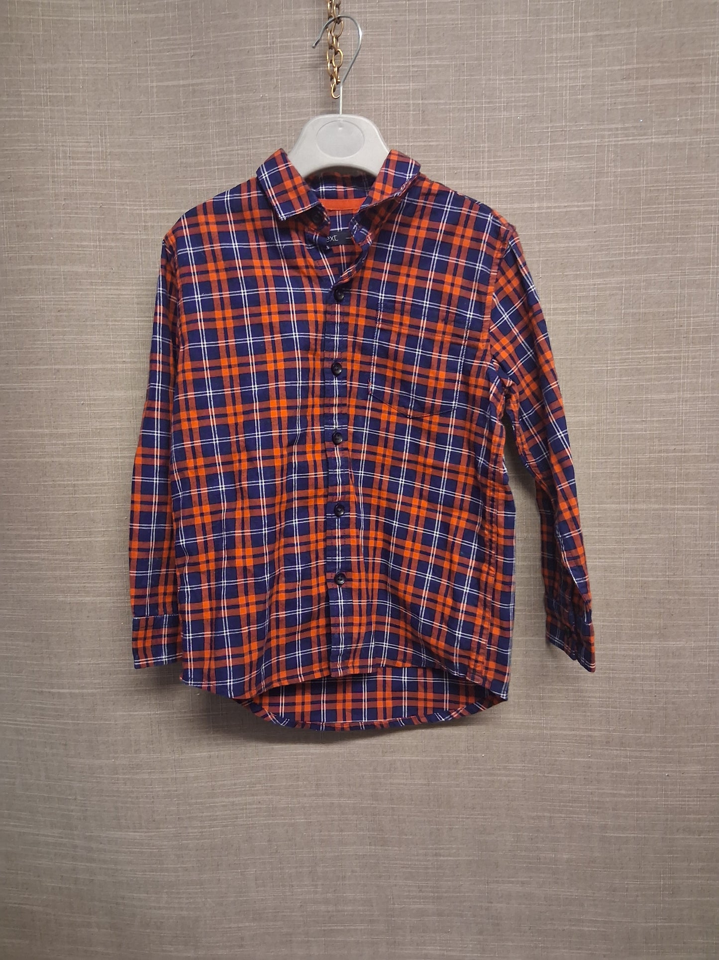 Next Boys Red Blue Check Shirt Long Sleeve Age 7 Years