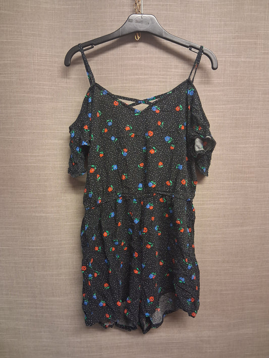 New Look Playsuit Black Floral Cold Shoulder Age 14 Years