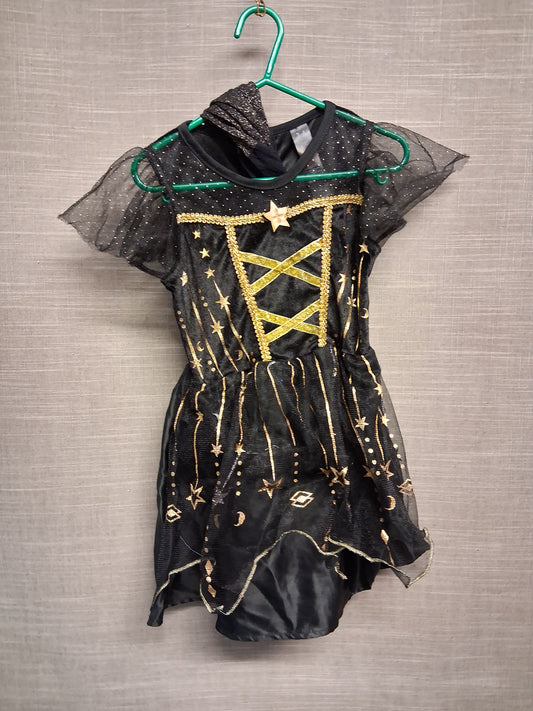 George Girls Halloween Witches Costume with tights Age 3-4 Years