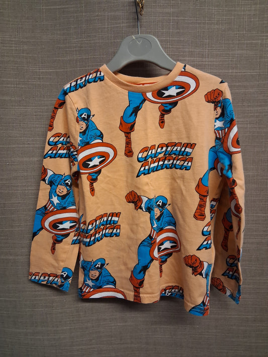 George Boys Captain America Orange Long Sleeve Top Age 4-5 Years