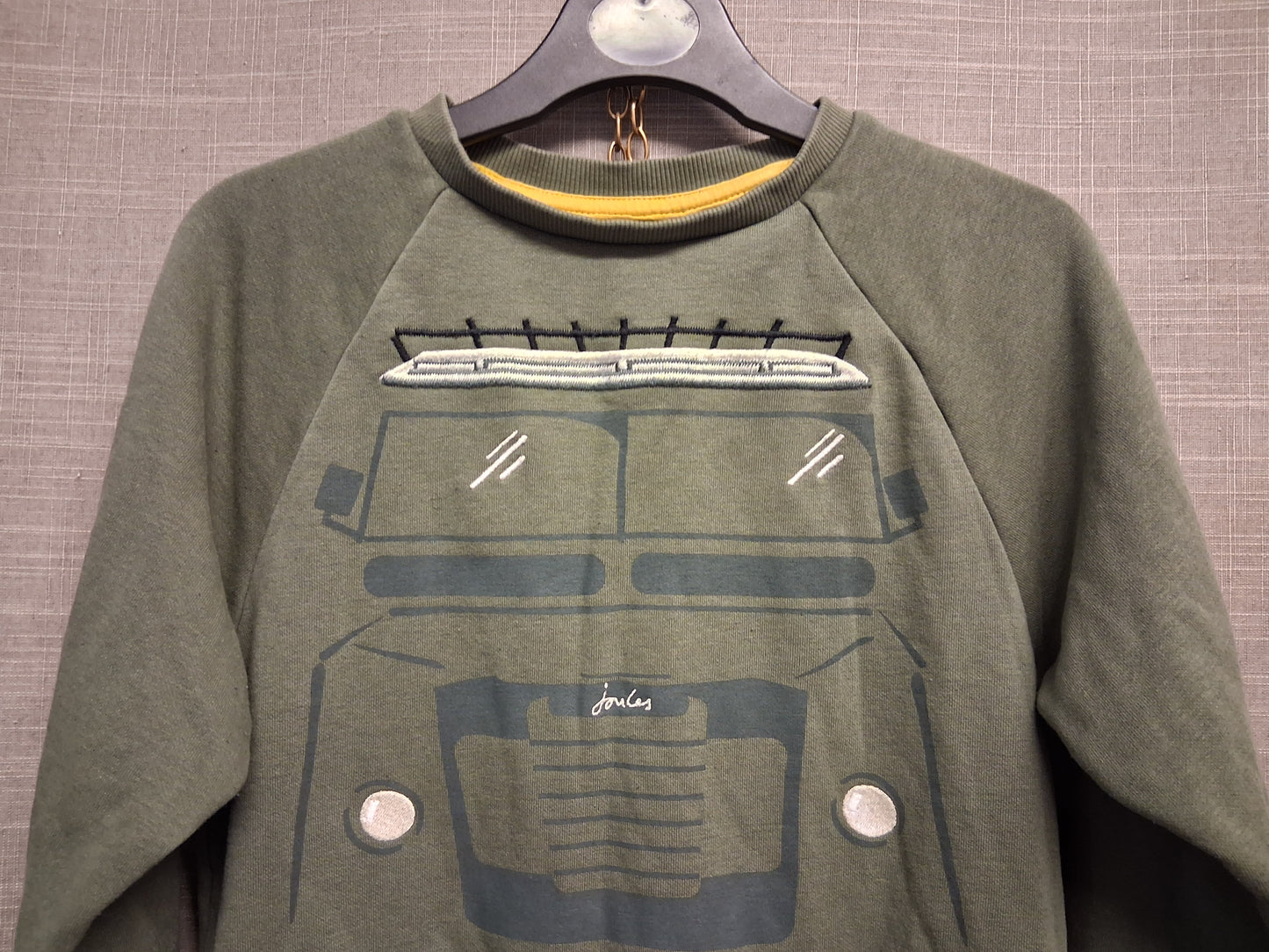 Joules Boys Land-Rover Theme Khaki Sweater Crew Neck Long Sleeve Age 7 Years