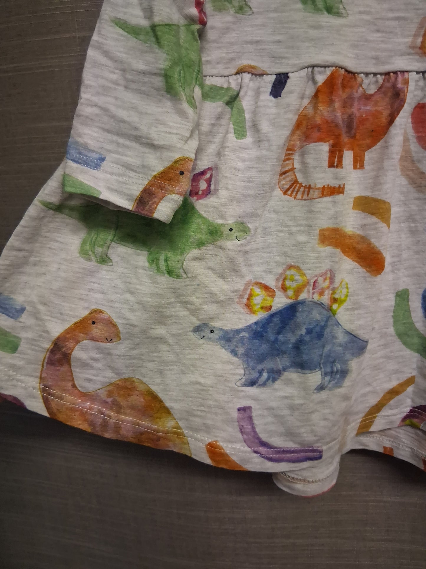 Next Girls Grey Multicolour Dinosaur Theme Jumper Dress Age 6-9 Months