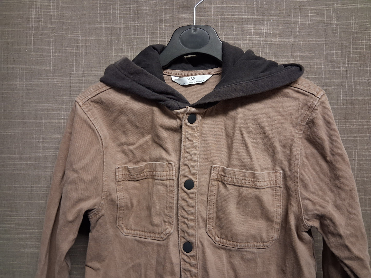 Marks and Spencer Brown Denim Shacket with Hood Age 8-9 Years