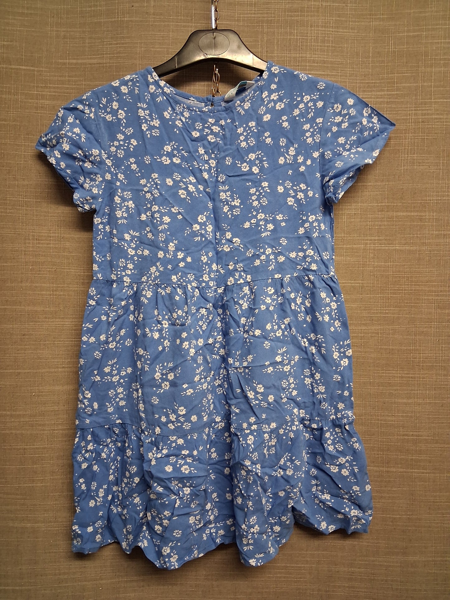 Primark Girls Blue Floral Dress Short Sleeve Age 8-9 Years