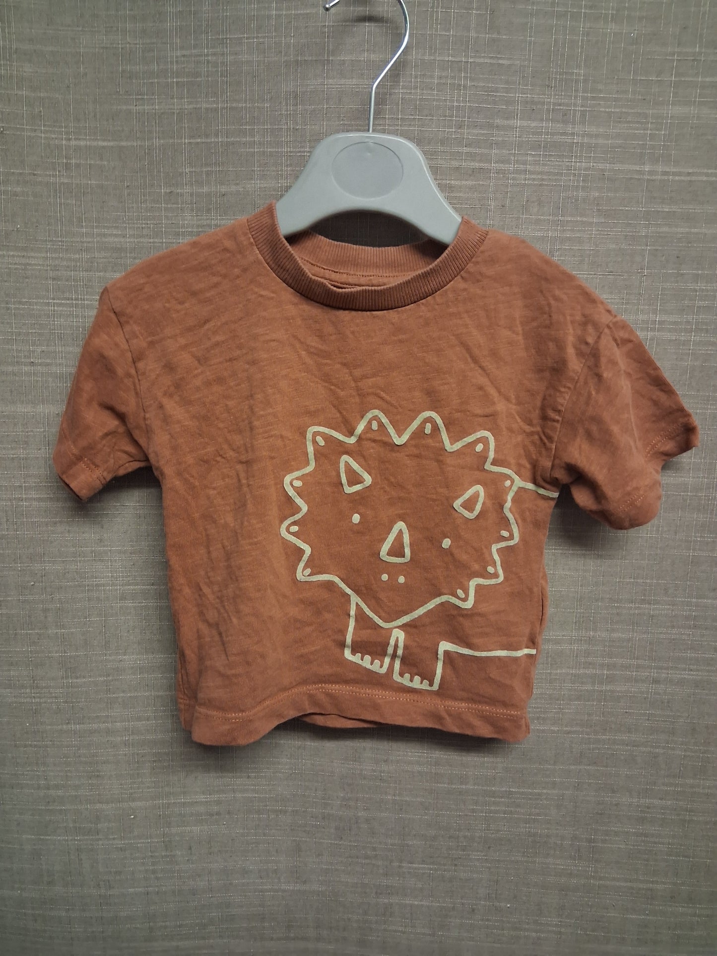 Next Boys Dinosaur T-Shirt Brown Short Sleeve Age 3-6 Months