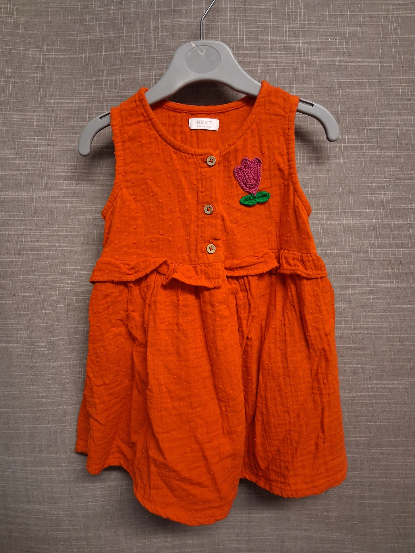 Next Girls Red 3D Strawberry Motif Sleeveless A Line Dress Age 12-18 Months