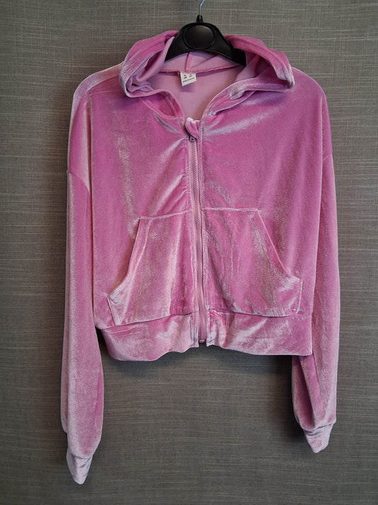 Shein Girls Velour Pink Full Zip Hoodie Age 10 Years