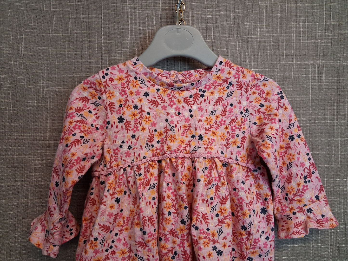 George Girls Pink Floral Jersey Dress Age 6-9 Months