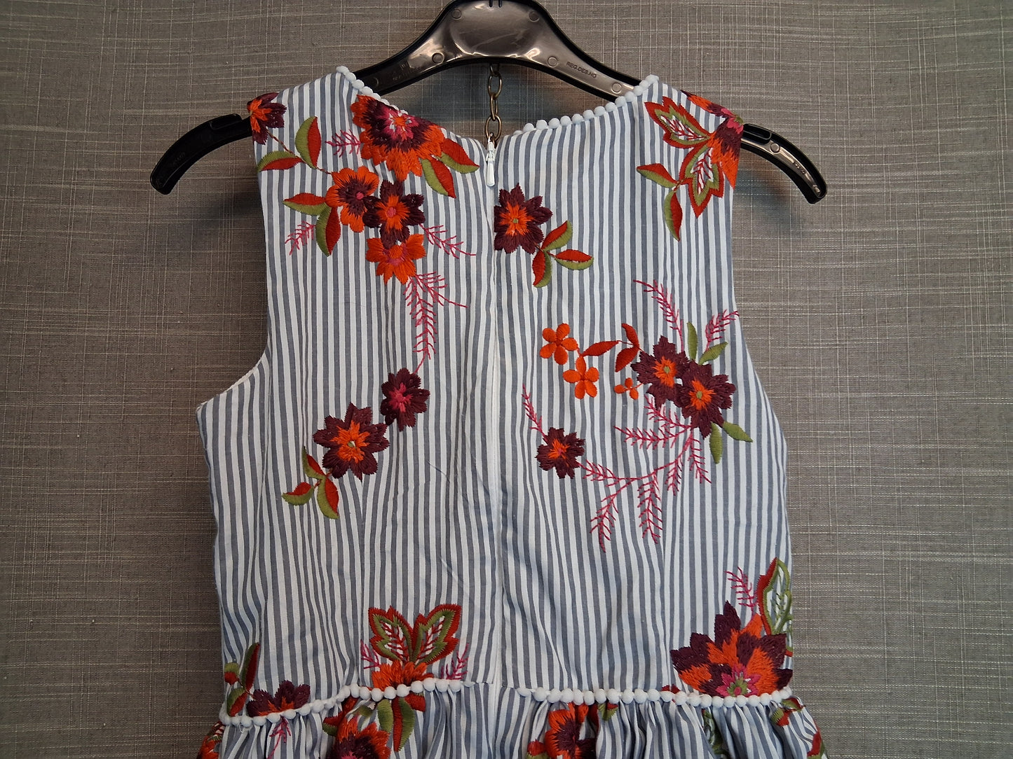 Next Girls Stripe Embroidered Floral Sleeveless Dress Age 9 Years