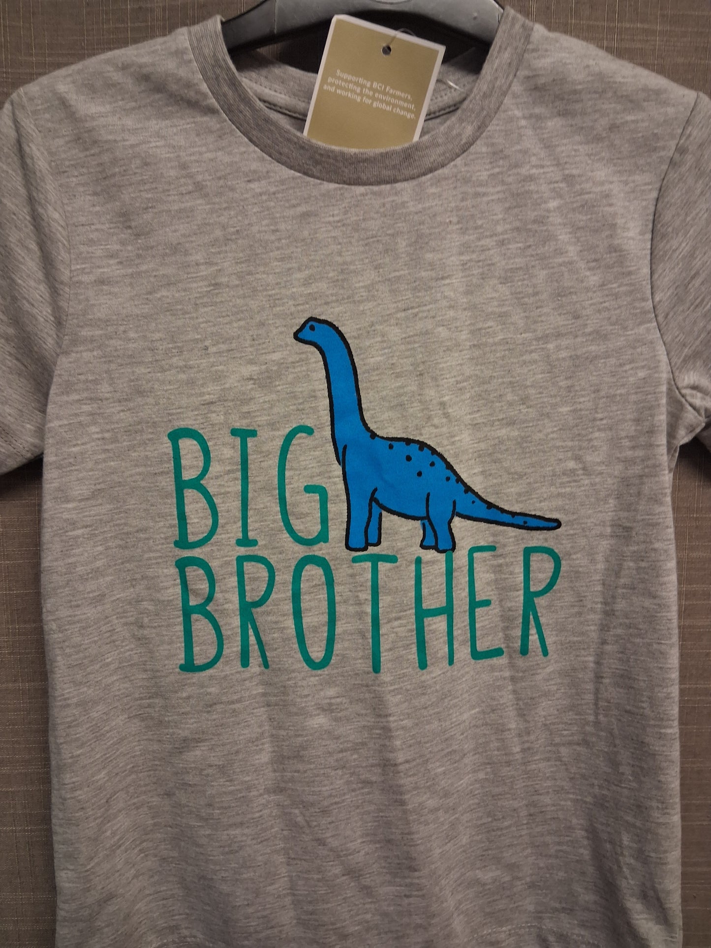 V By Very Grey Short Sleeve T-Shirt Dinosaur 'Big Brother' Age 7 Years New