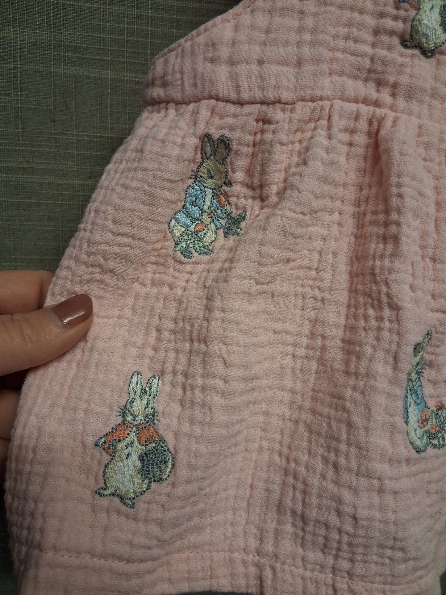 Peter Rabbit Pink Embroidered Pinafore Dress Age 0-3 Months