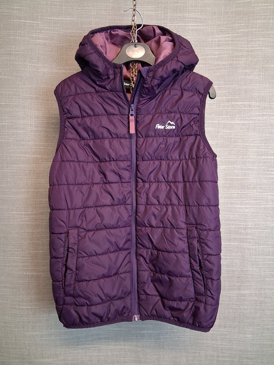 Peter Storm Girls Bodywarmer Gilet Purple with Hood Age 11-12 Years