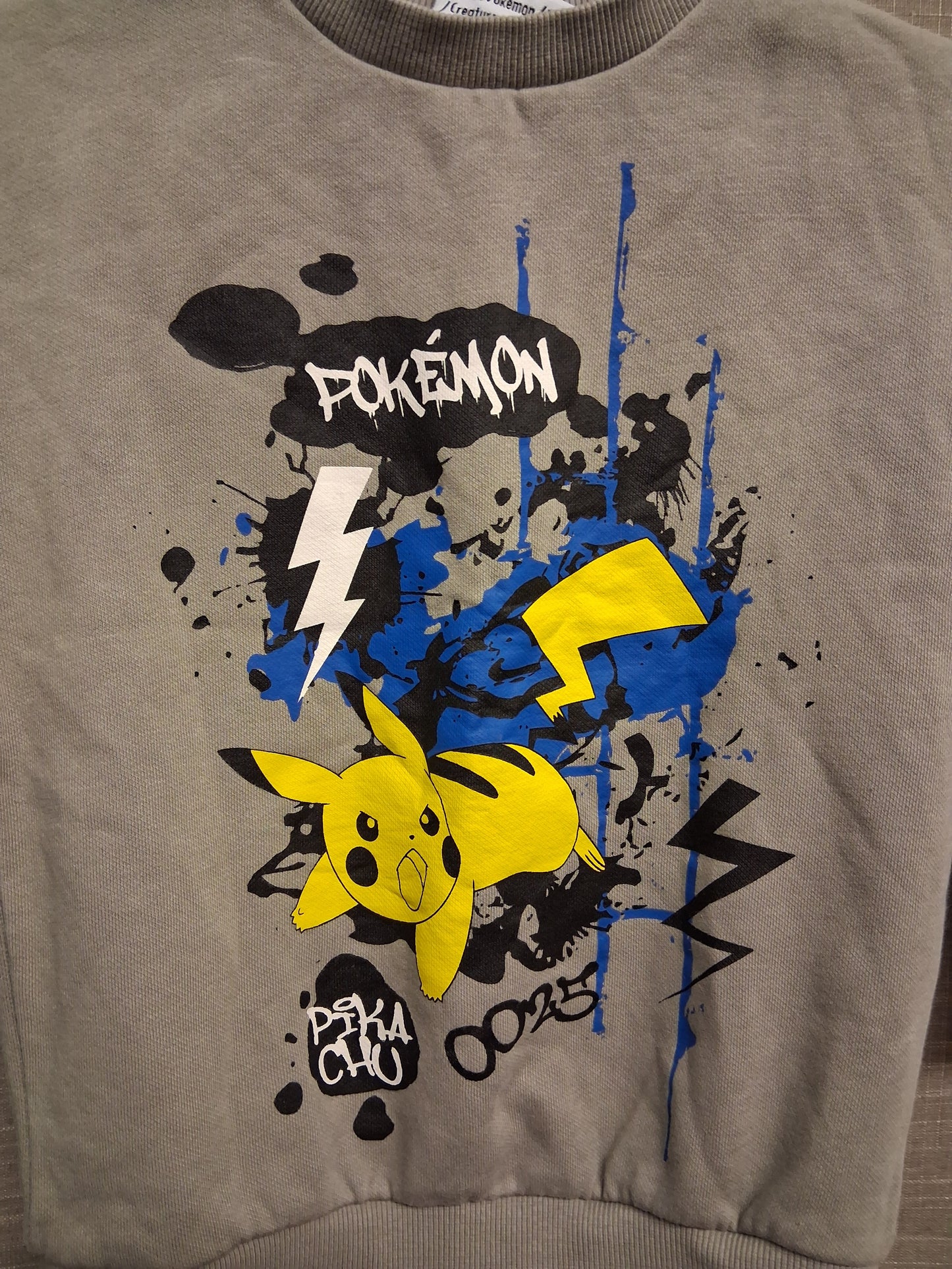 TU Pokemon Pikachu Grey Sweater Jumper Age 4