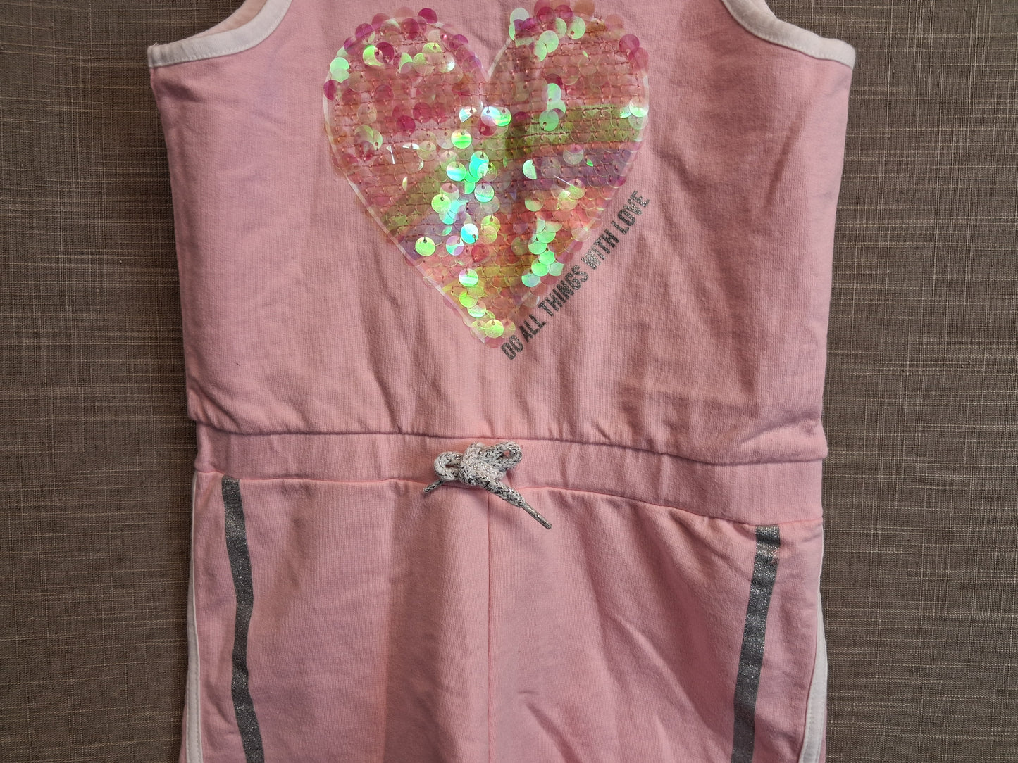 Pep&Co Girls Pink Sequin Love Heart Playsuit Age 7-8 Years