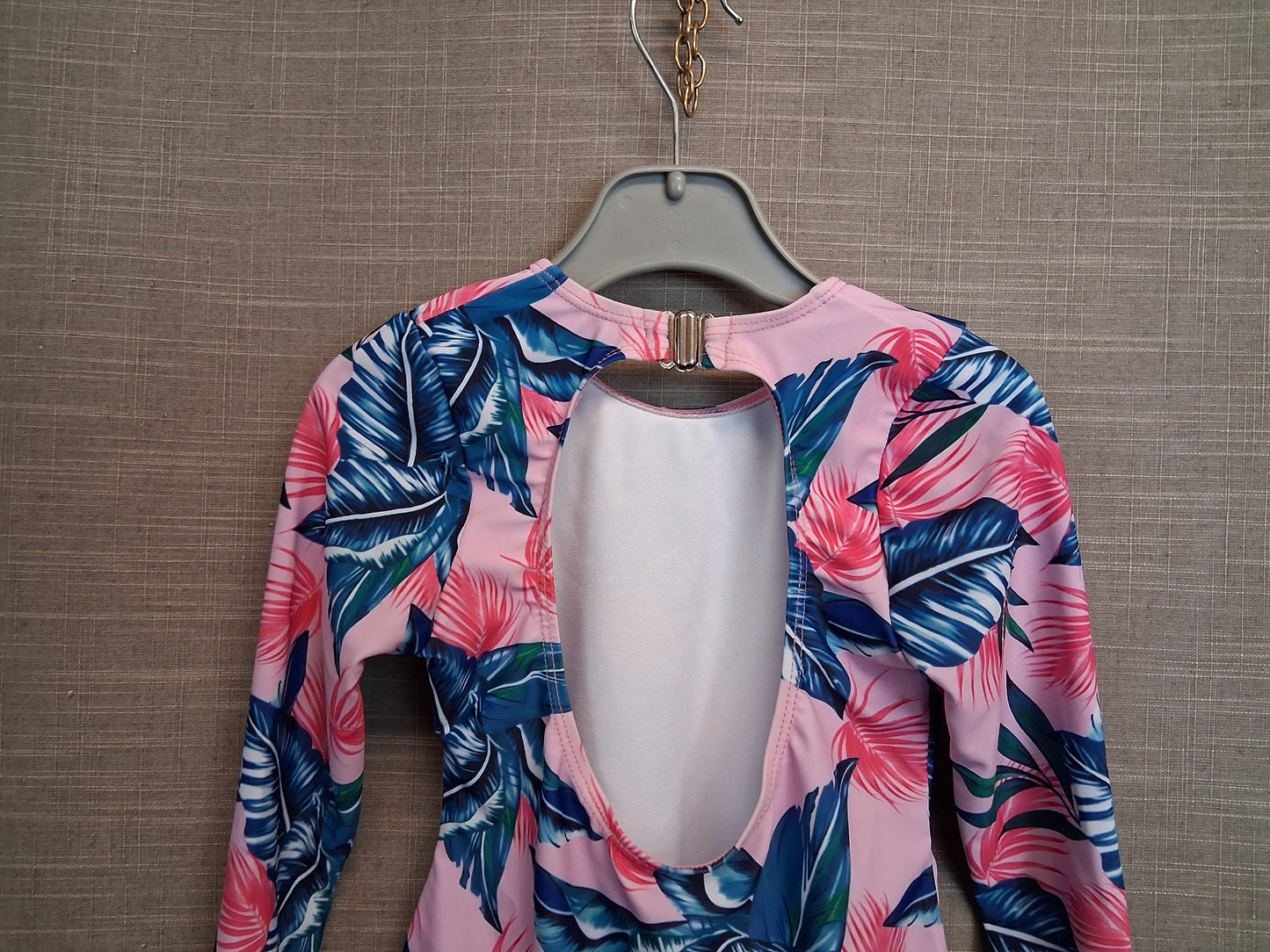 Shein Girls Pink Floral Long Sleeve Swimsuit One Piece Age 5 Years