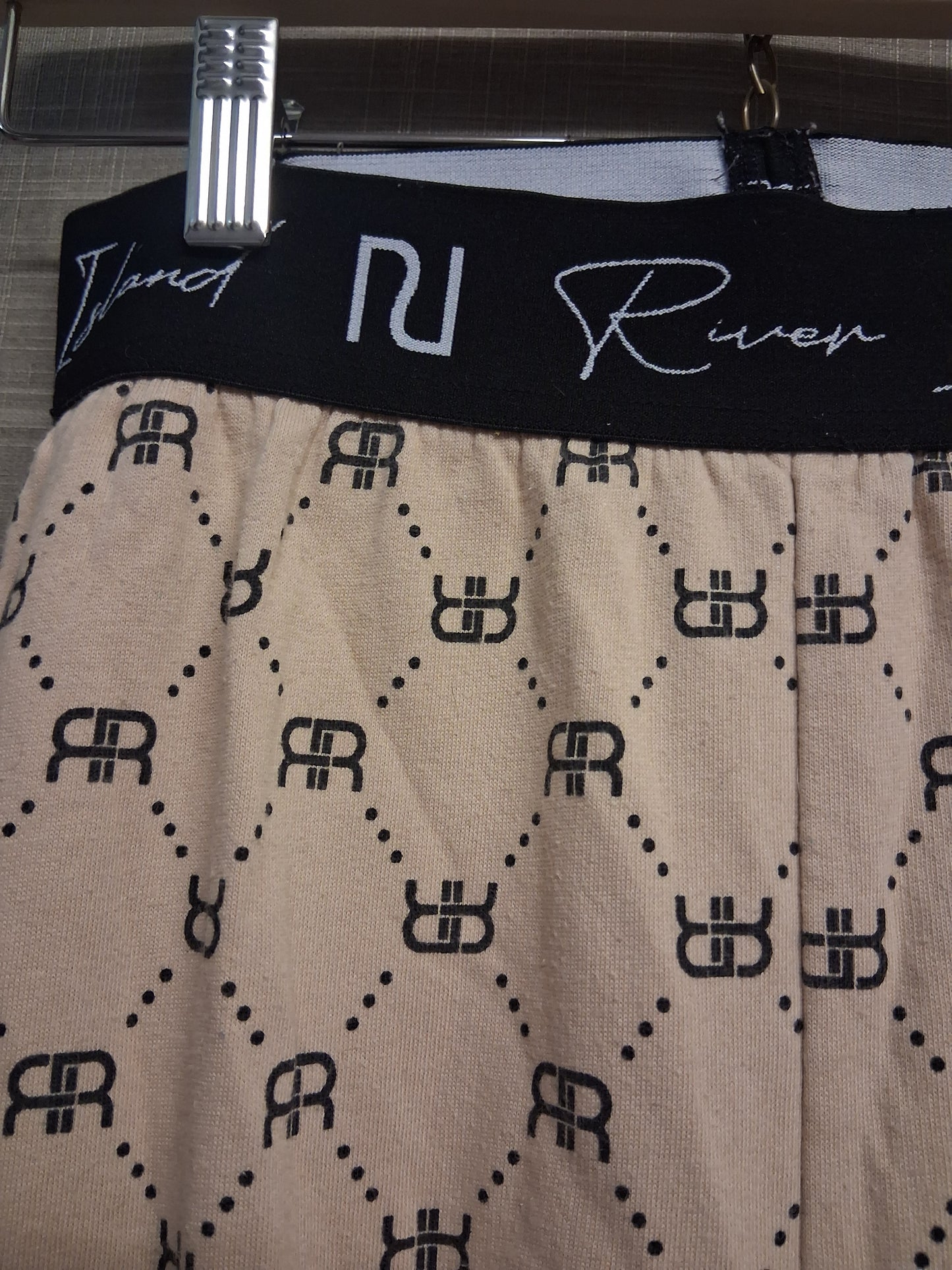 River Island Girls Beige Lined Leggings Logo Print Age 13-14 Years