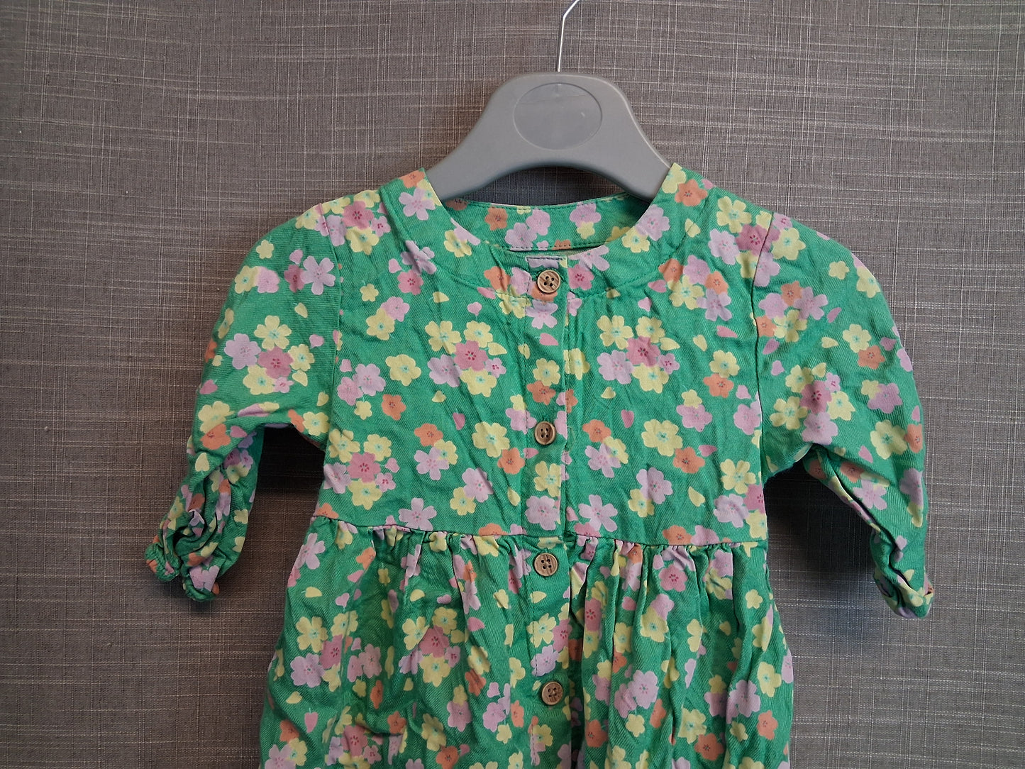 Marks and Spencer Girls Green Floral Dress Age 3-6 Months