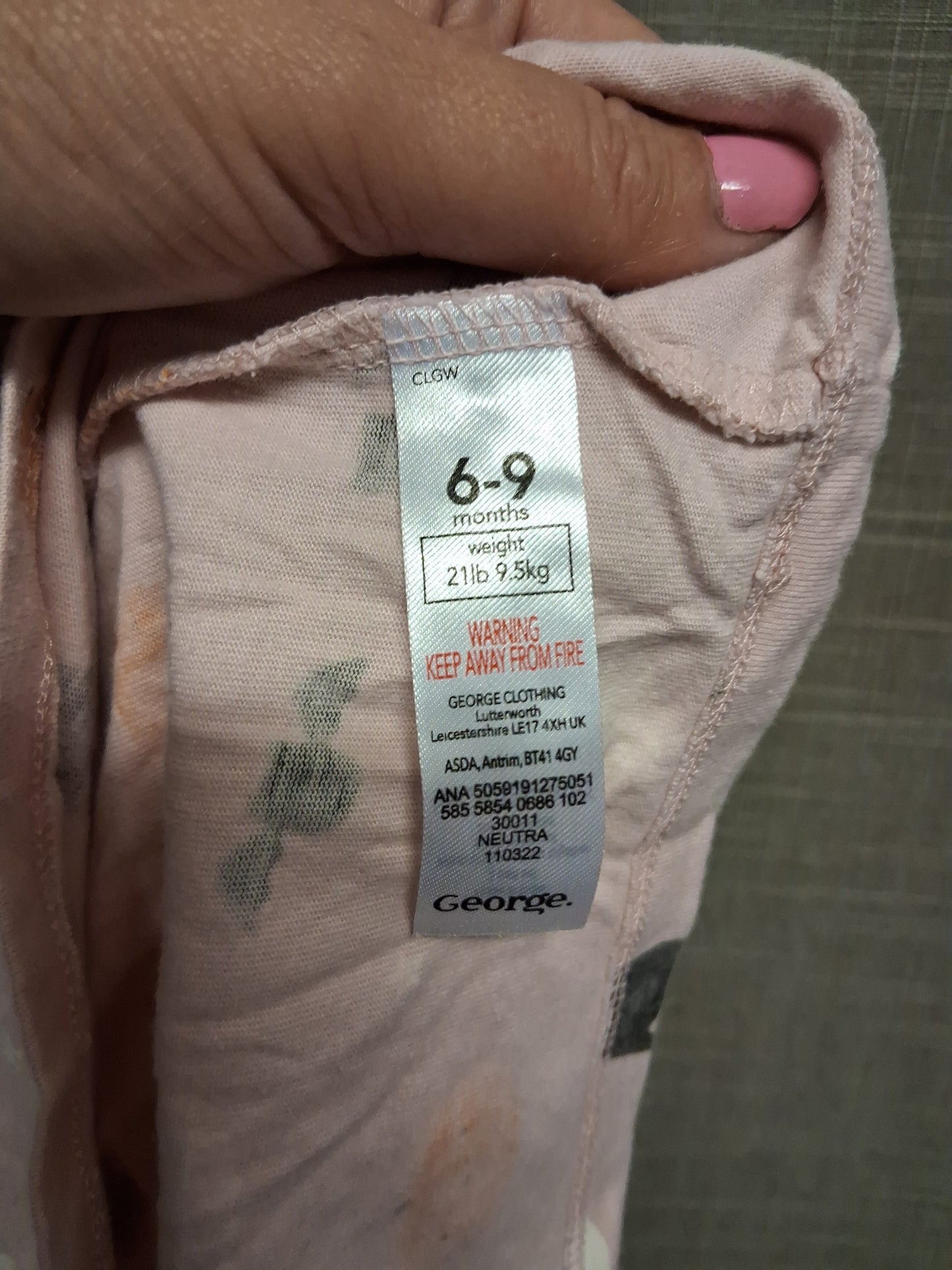 George Girls Halloween Pink Jersey A Line Dress Age 6-9 Months