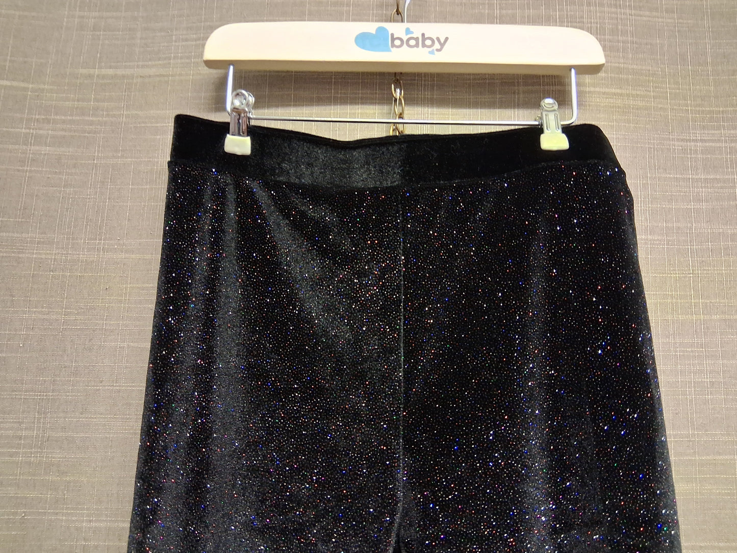Next Black Velour Glitter Leggings Age 9 Years Stretchy