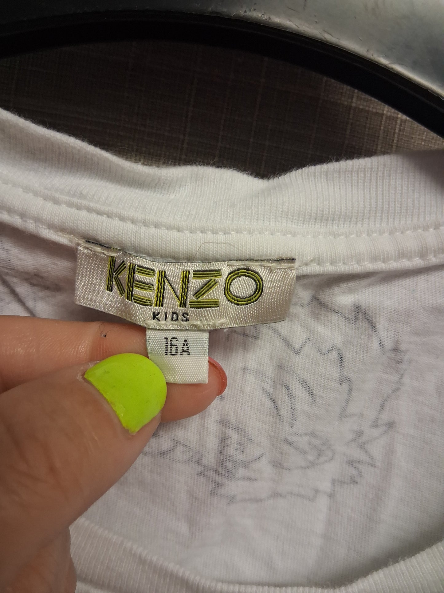 Kenzo Boys White Tiger Print T-Shirt Short Sleeve Age 16 years Slim Fit