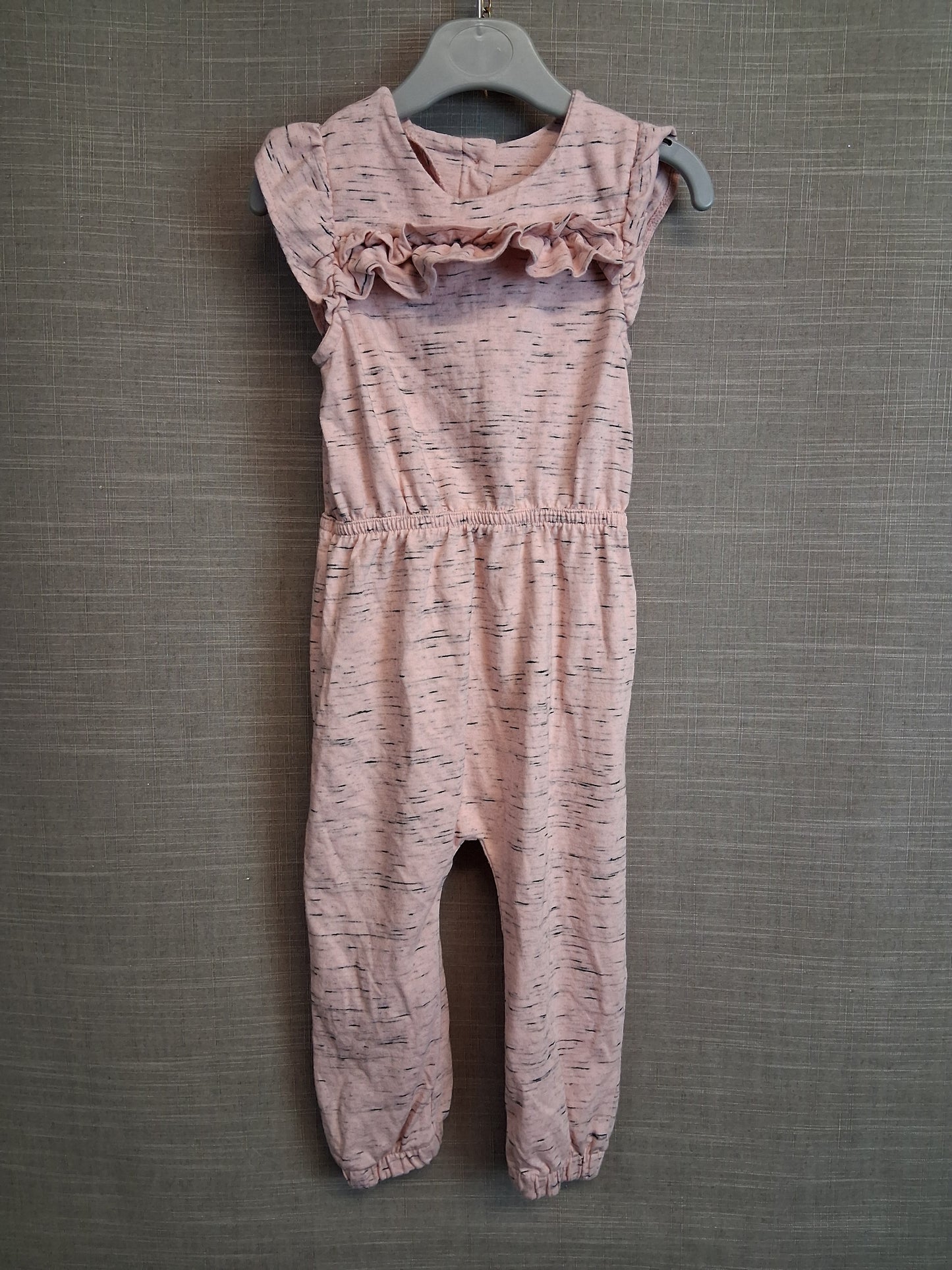 F&F Girls Pink Grey Jumpsuit Sleeveless Jersey Age 12-18 Months