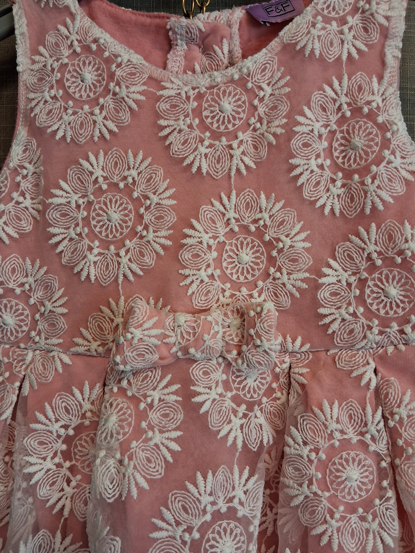 F&F Girls Pink Floral Sleeveless Dress Age 2-3 Years