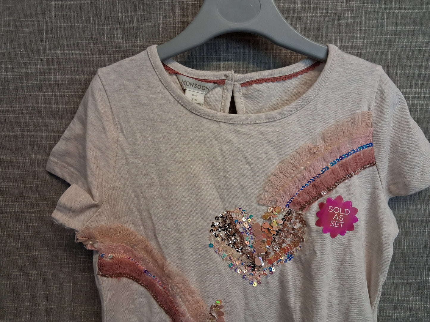 Monsoon Girl Sequin Star T-Shirt Short Sleeve Age 5-6 Years New