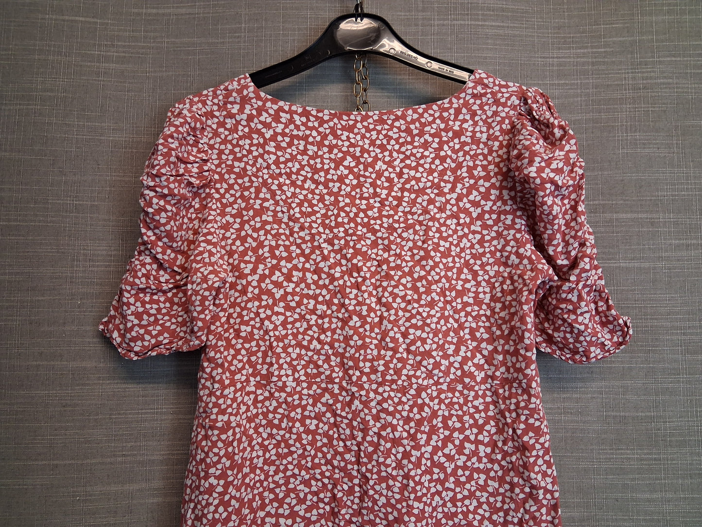 Next Girls Red Floral Tea Dress Age 10 Years Short Sleeve Button Front
