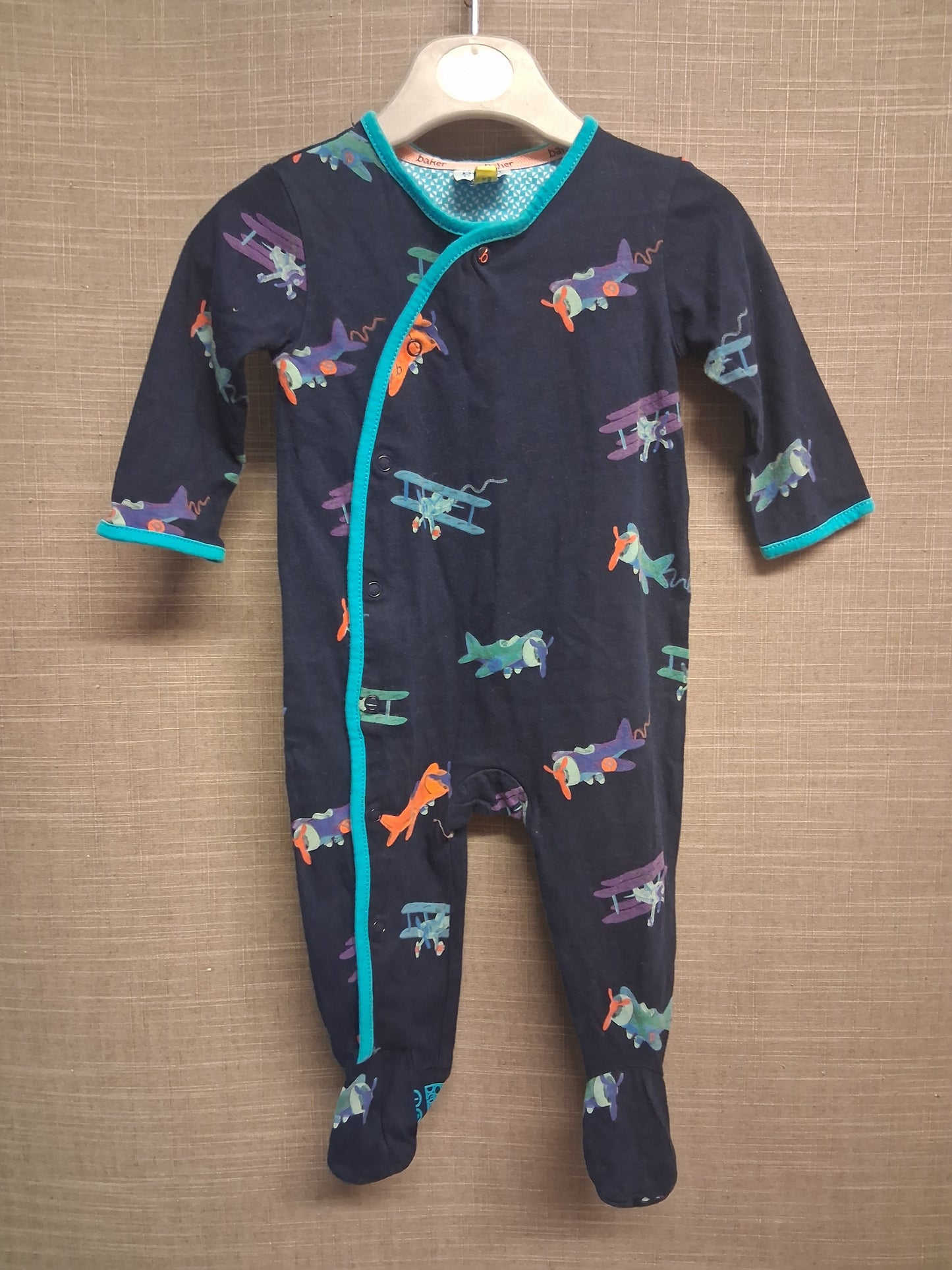 Ted Baker Boys Sleepsuit Navy Blue Areoplane Print Age 3-6 Months